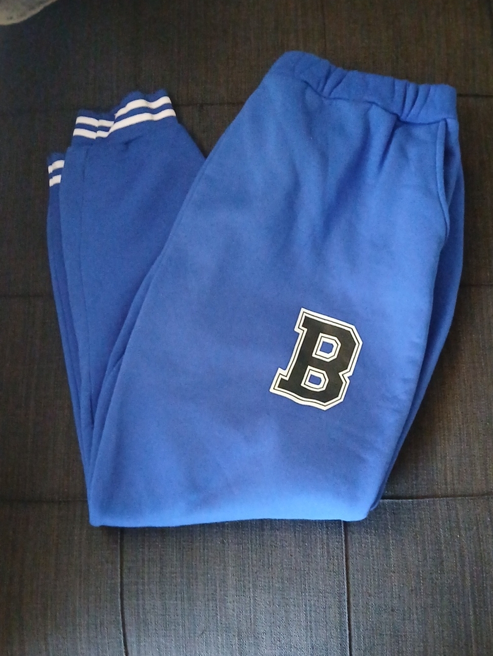 Blue Track Joggers with 'B' Letter Patch